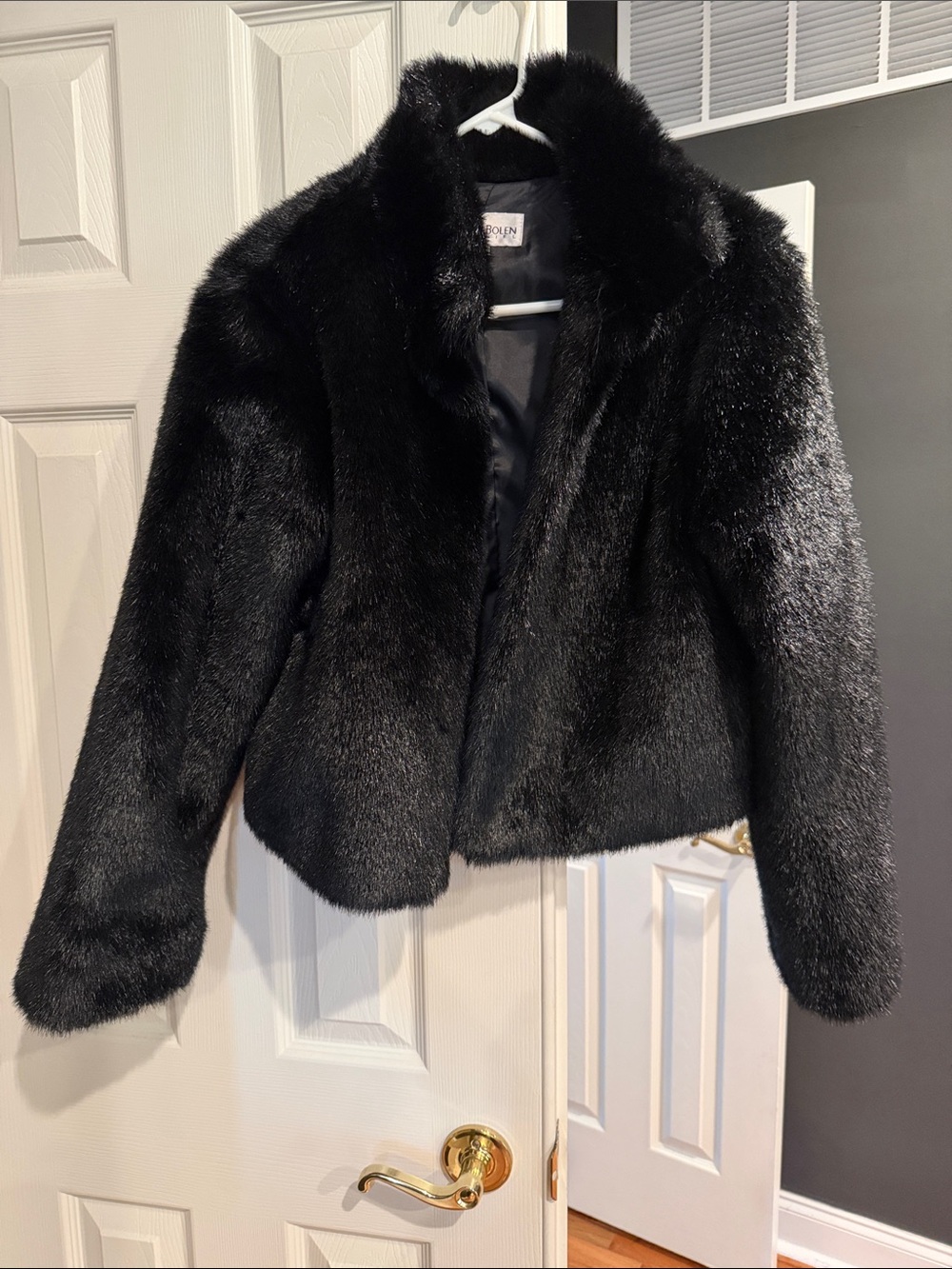 Vintage Nancy Bolen Cropped Black Faux Fur Jacket
